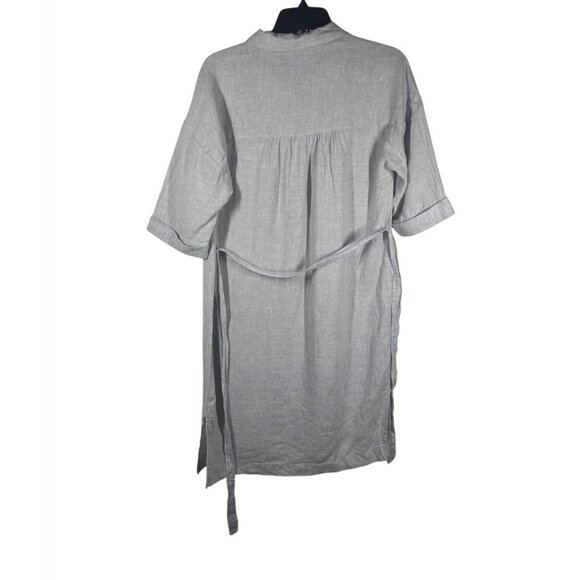 Tahari Womens 100% Linen Shirt Dress Women's Small Gray With Tie Waist - Picture 2 of 9